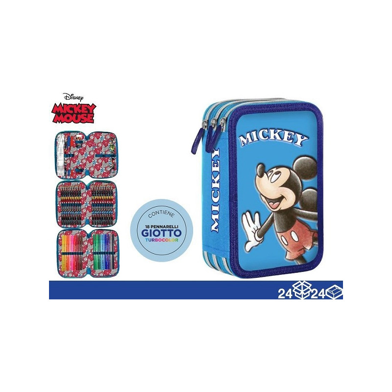 Astuccio 3 zip Mickey Be smart