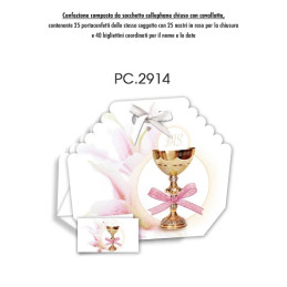 Biglietti bomboniere con Portaconfetti 25pz prima comunione femmina