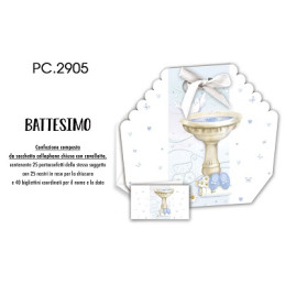 Biglietti bomboniere con Portaconfetti battesimo  25pz