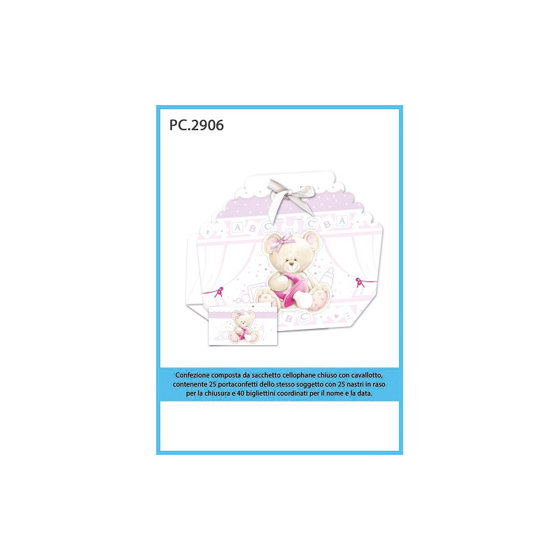 Biglietti bomboniere con Portaconfetti battesimo  25pz