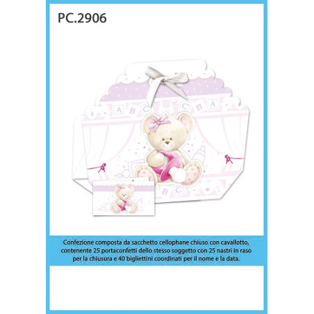 Biglietti bomboniere con Portaconfetti battesimo  25pz