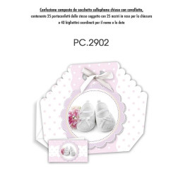 Biglietti bomboniere con Portaconfetti battesimo 25pz