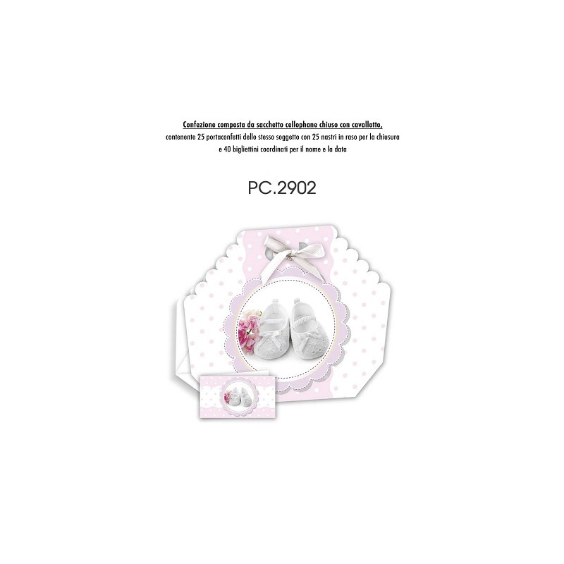 Biglietti bomboniere con Portaconfetti battesimo 25pz