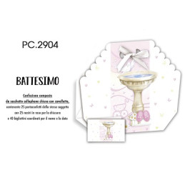 Biglietti bomboniere con Portaconfetti battesimo 25pz