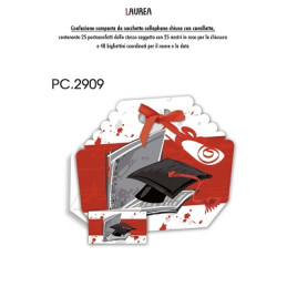 Biglietti bomboniere con Portaconfetti laurea  25pz