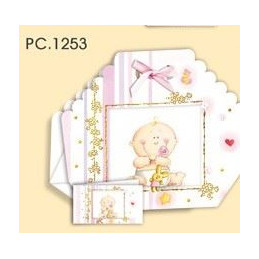 Biglietti bomboniere con Portaconfetti nascita femmina 25pz