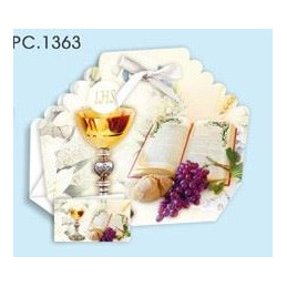 Biglietti bomboniere con Portaconfetti prima comunione  25pz