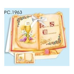 Biglietti bomboniere con Portaconfetti prima comunione 25pz