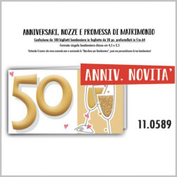 Biglietti bomboniere prefustellati 50esimo anniversario 100pz