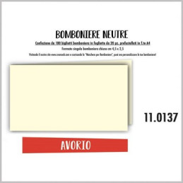 Biglietti bomboniere prefustellati carta avorio 100pz
