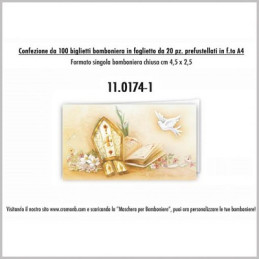 Biglietti bomboniere prefustellati cresima 100pz