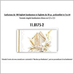 Biglietti bomboniere prefustellati cresima 100pz