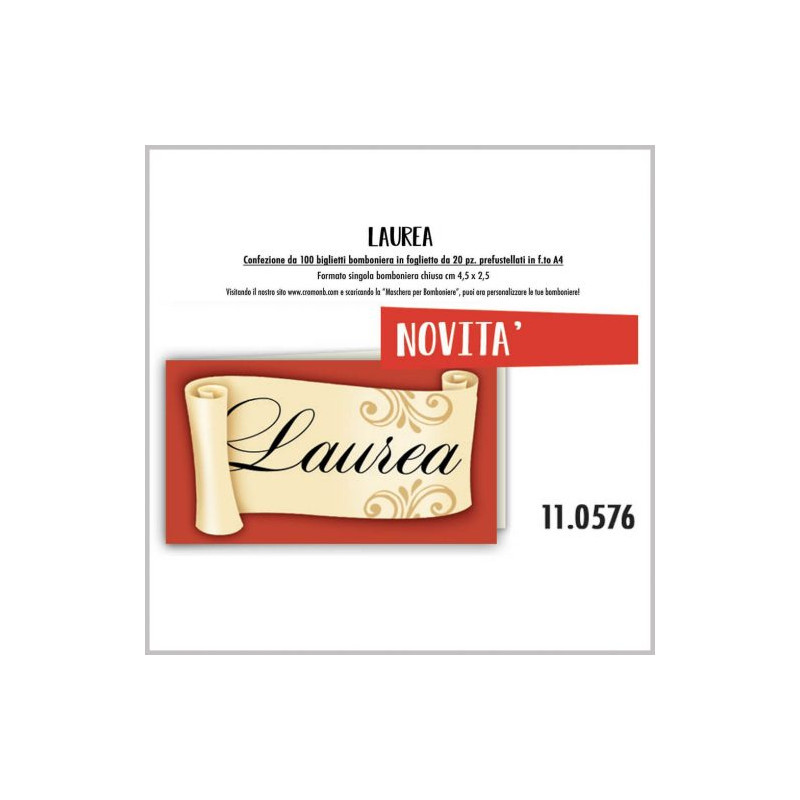Biglietti bomboniere prefustellati laurea 100pz
