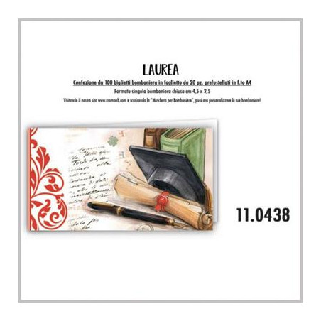 Biglietti bomboniere prefustellati laurea 100pz