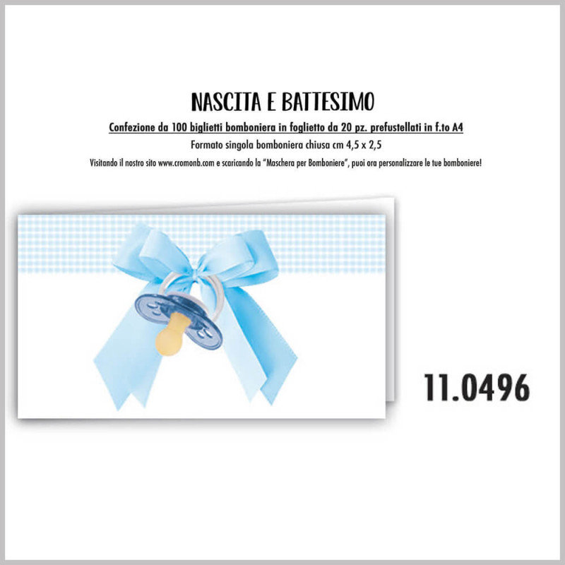 Biglietti bomboniere prefustellati nascita 100pz
