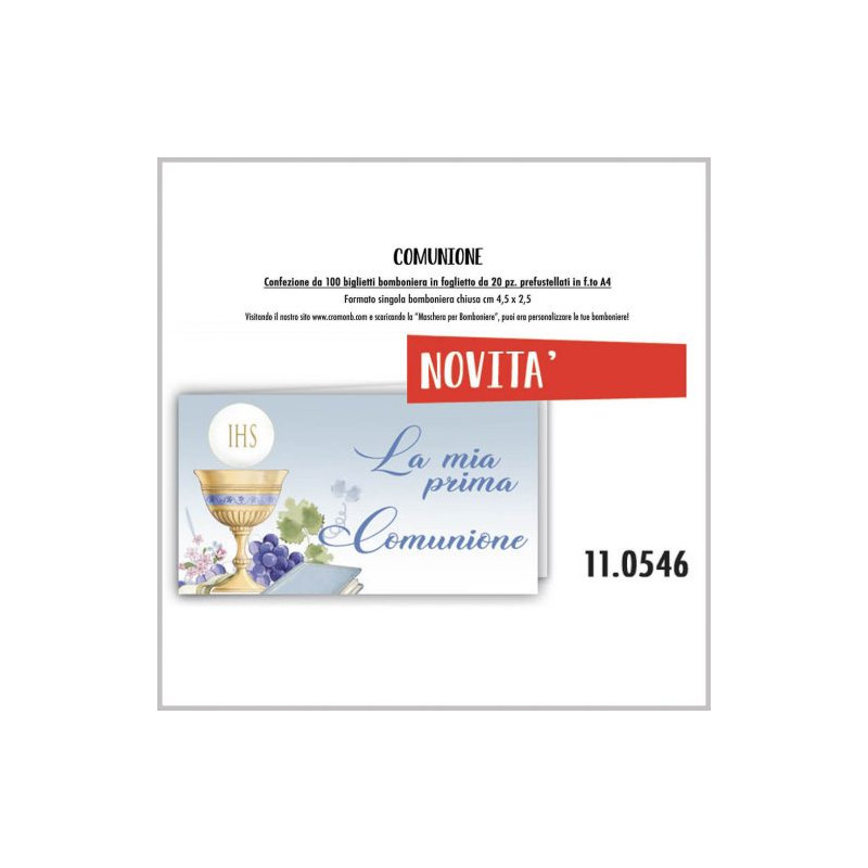Biglietti bomboniere prefustellati prima comunione 100pz