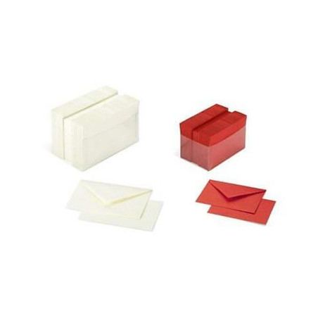 Biglietti e buste f.to 9 mis. 9x14 mix metall oro/arg/rosso 50x3 colori