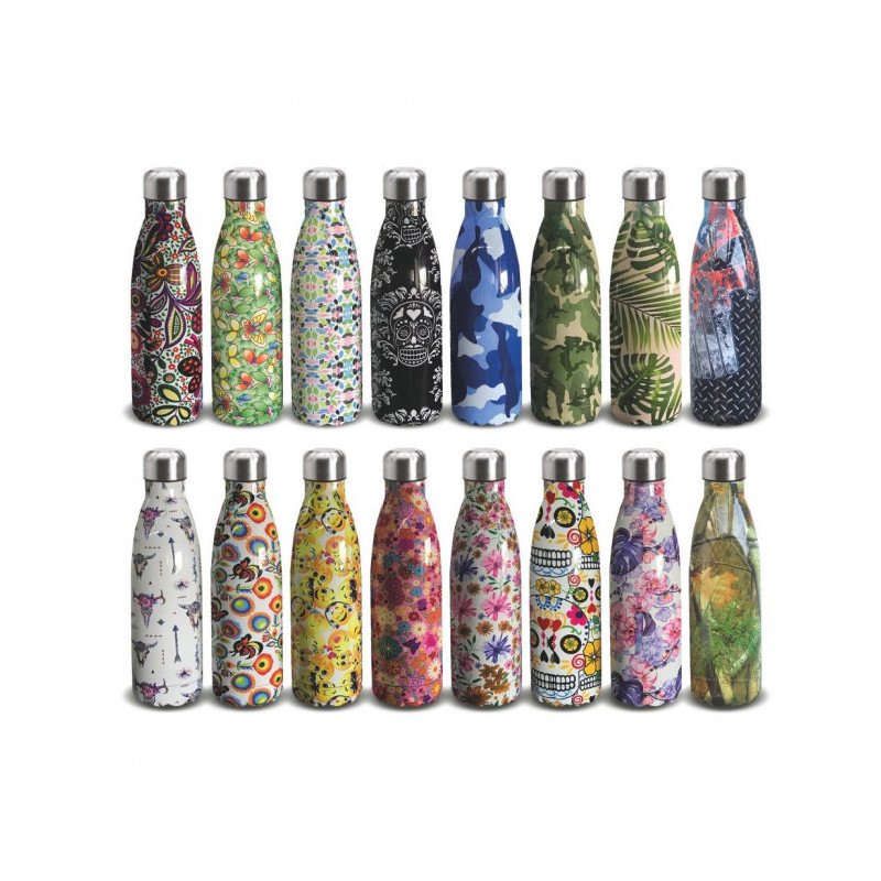 Borraccia in acciaio termica Acciaio INOX doppia parete 500ml (fantasia a scelta )