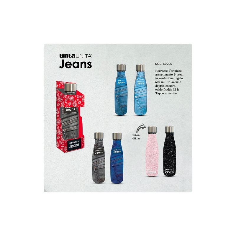 Borraccia in acciaio TU JEANS TINTAUNITA glitter