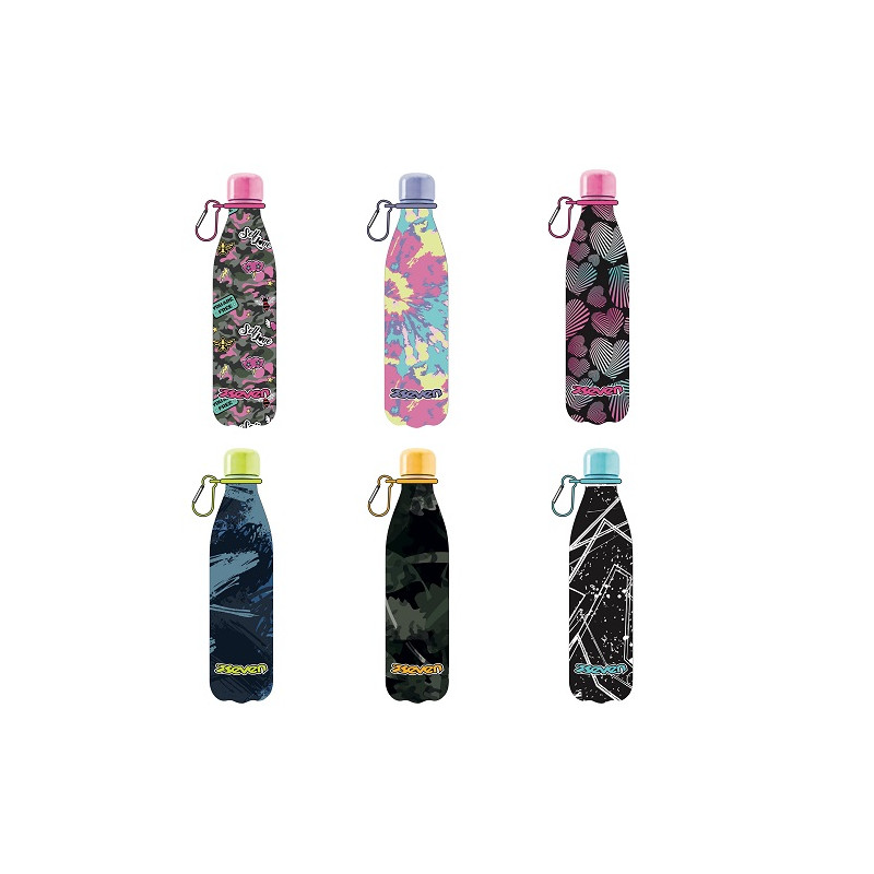 Borraccia in acciao termica SEVEN Acciaio INOX doppia parete 500ml (fantasia a scelta )(€15,90)