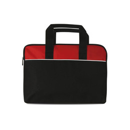 Borsa cartella porta documenti in poliestere nero/rosso