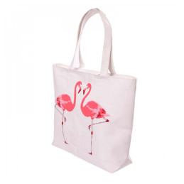 Borsa in tessuto con zip stampa Fenicottero