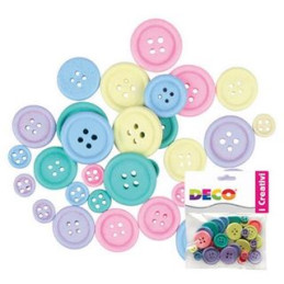 Bottoni in legno 25mm colori pastello 30pz