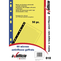 Buste 4 fori A4 bordo colorato blu 50pz 100mc