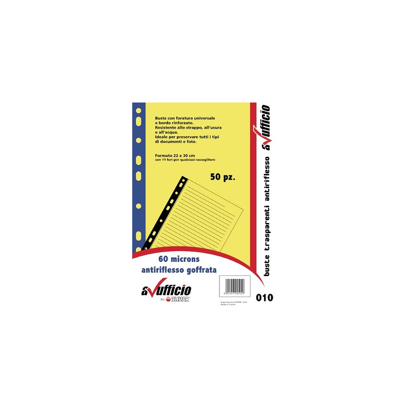 Buste 4 fori A4 bordo colorato blu 50pz 100mc