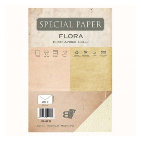 Buste Special Paper Flora avorio 12x18 130gr 25pz