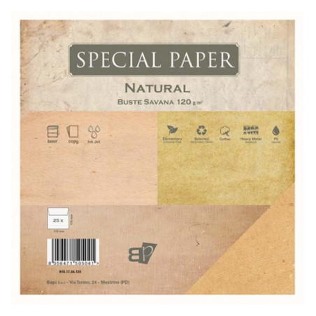 Buste Special Paper Natural savana 120gr 17x17 25pz
