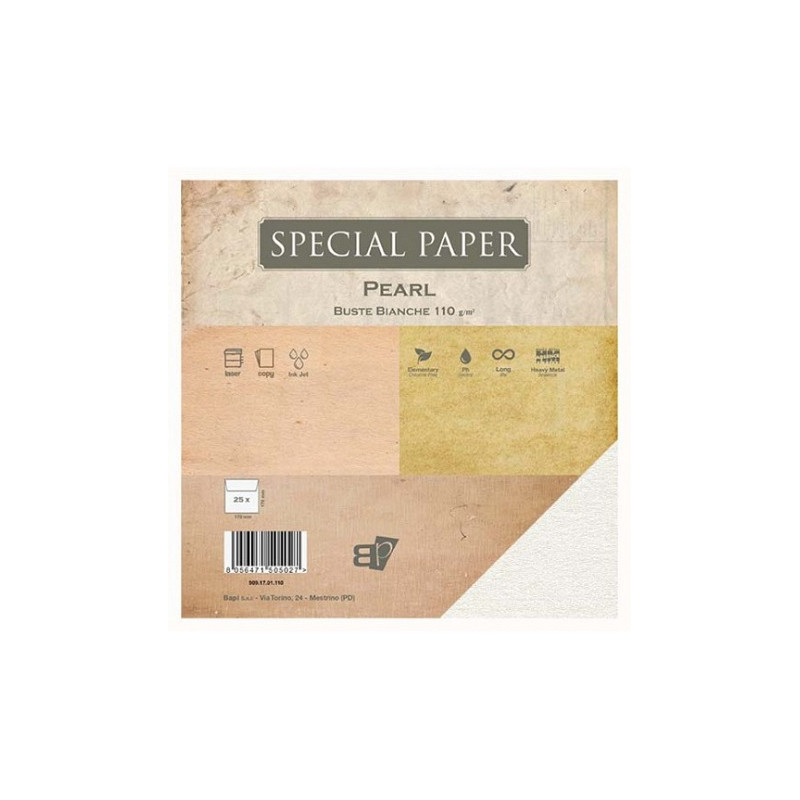 Buste Special Paper Pearl bianche 110gr 17x17 25pz