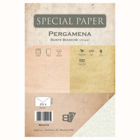 Buste Special Paper Pergamena bianche 110gr 180x120 25pz