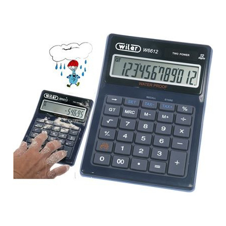 Calcolatrice da tavolo 12 cif. doppia alimentaz. Impermeabile