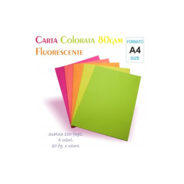 Carta color A4 80gr. 100fg col fluo