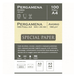 Carta pergamena special paper bapi  A4 avorio 110gr 100fg