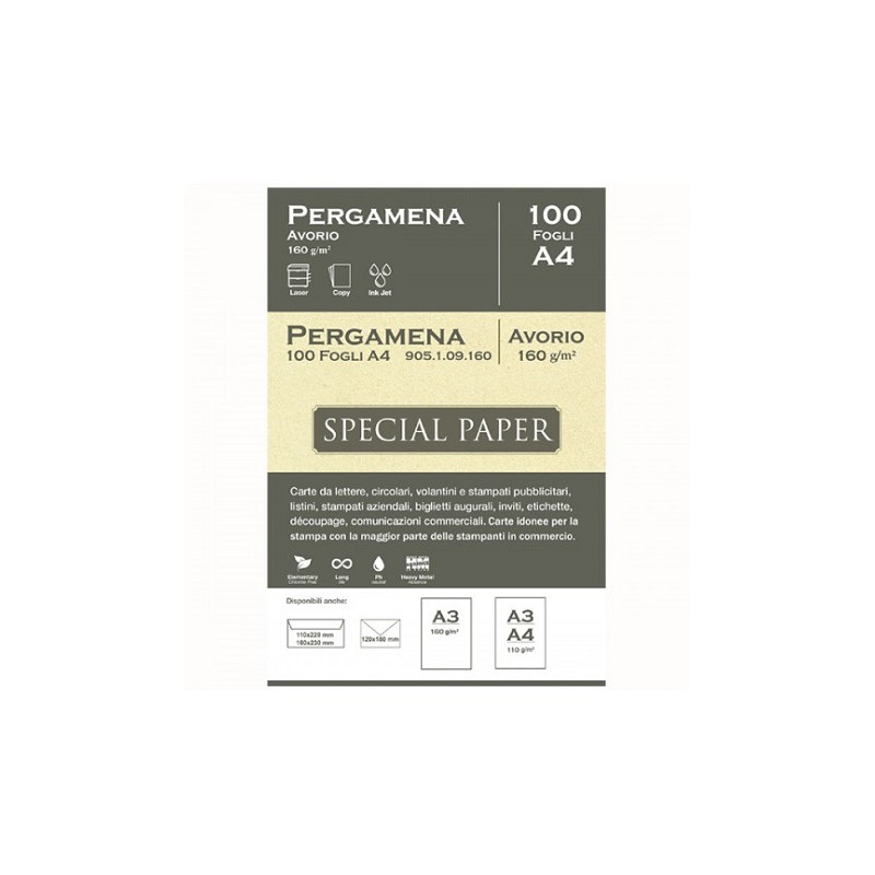 Carta pergamena special paper bapi  A4 avorio 110gr 100fg