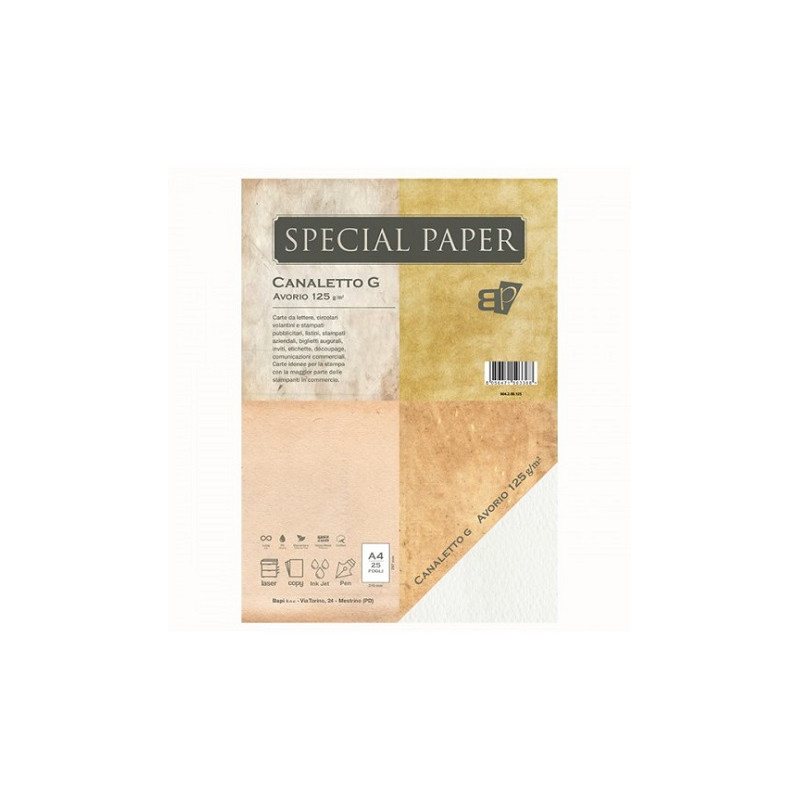 Carta special paper bapi canaletto A4 avorio 125gr 25fg