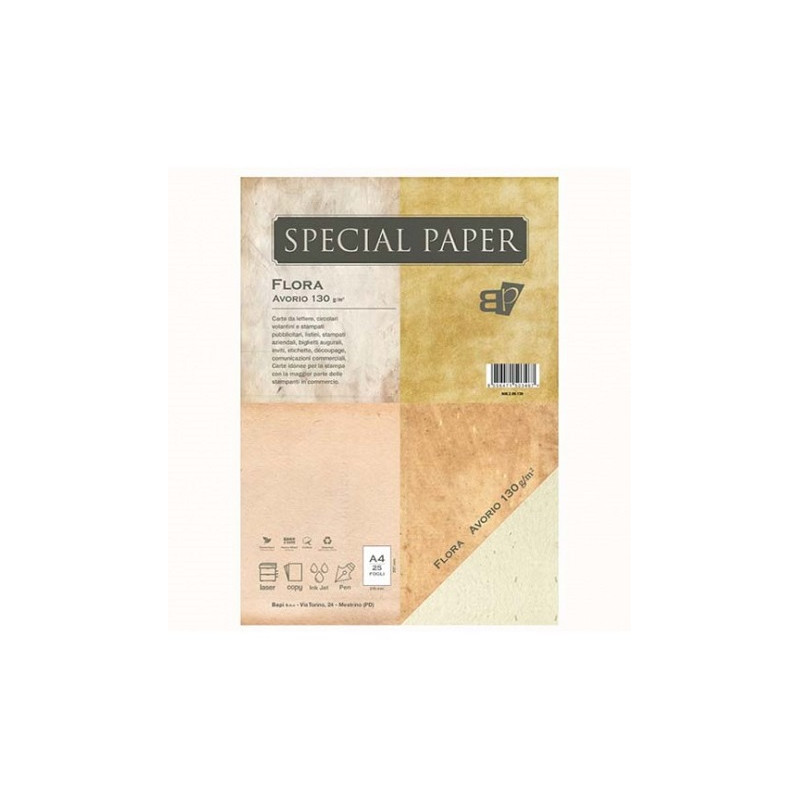 Carta special paper bapi flora A4 avorio 130gr 25fg