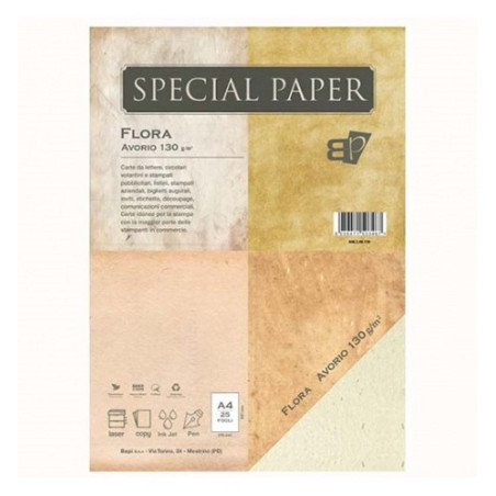 Carta special paper bapi flora A4 avorio 130gr 25fg