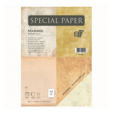 Carta special paper bapi marbre A4 avorio 90gr 25fg