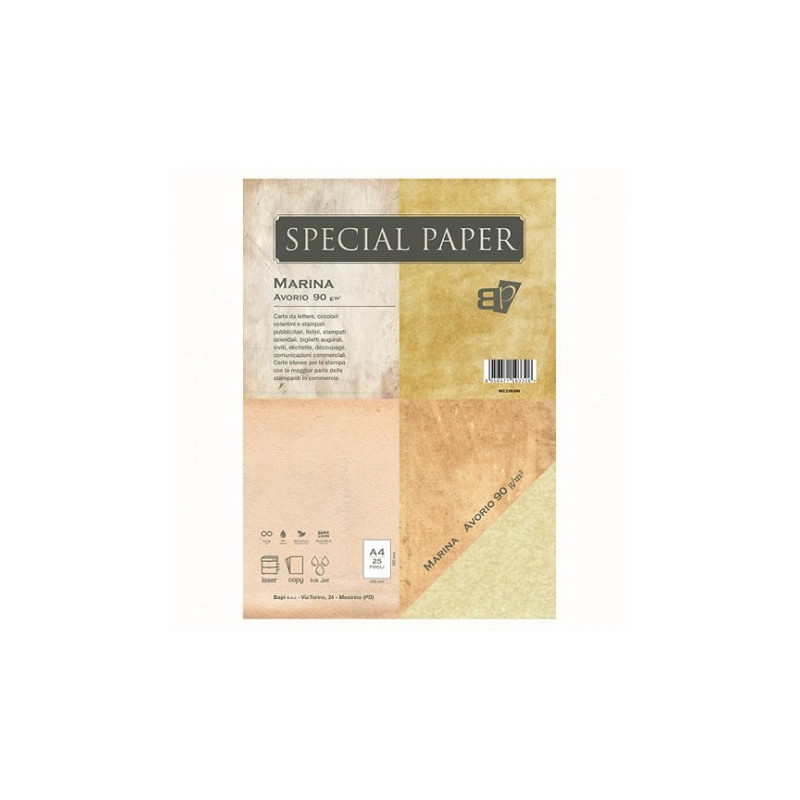 Carta special paper bapi marina A4 avorio 90gr 25fg