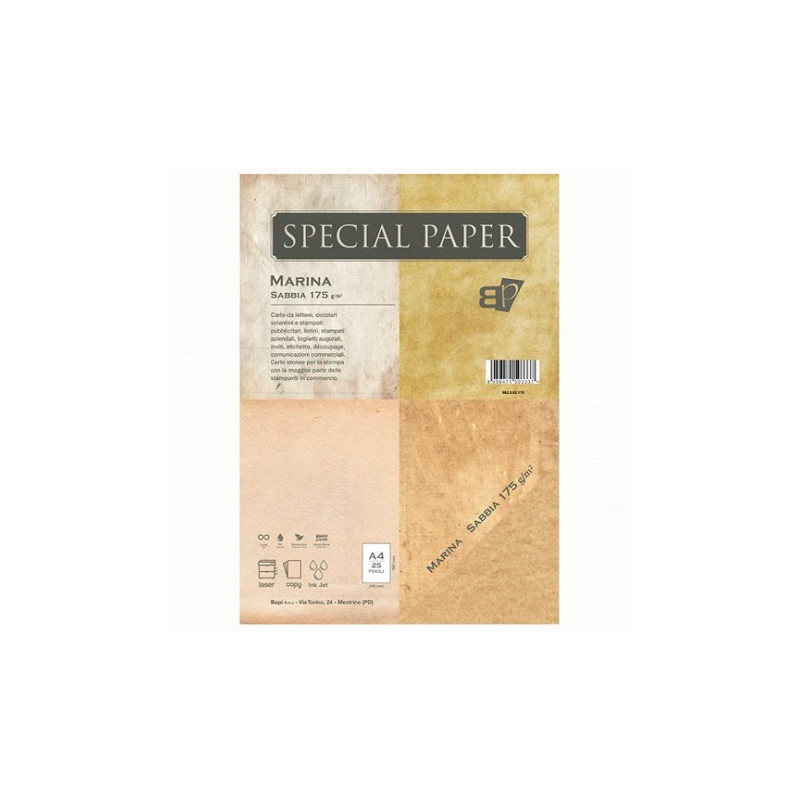 Carta special paper bapi marina A4 sabbia 175gr 25fg