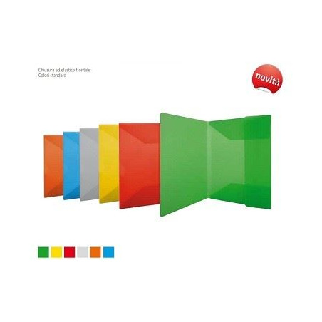 Cartella con elastico dorso 1,5cm. in PPL colori assortiti