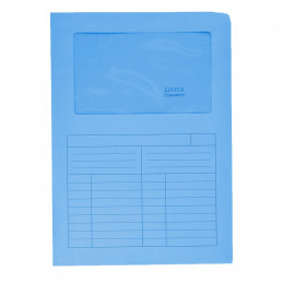 Cartelle con finestra sintex azzurre 50pz