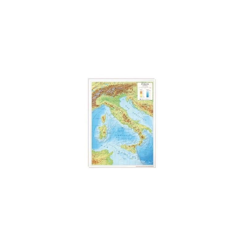 Cartina geografica da banco plastificata Italia A3