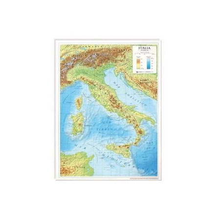 Cartina geografica da banco plastificata Italia A3