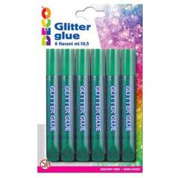 Colla glitter verde 6pz cwr