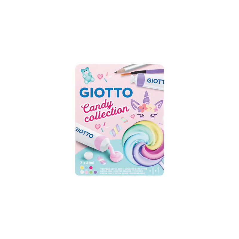 COLORE A TEMPERA GIOTTO CANDY COLLECTION 12 ML. ( TUBO 4 ) SCATOLA 9 PEZZI FILA