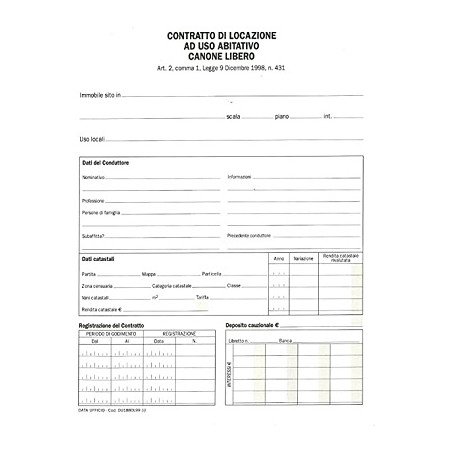 Contratto di locazione ad uso abitativo canone libero